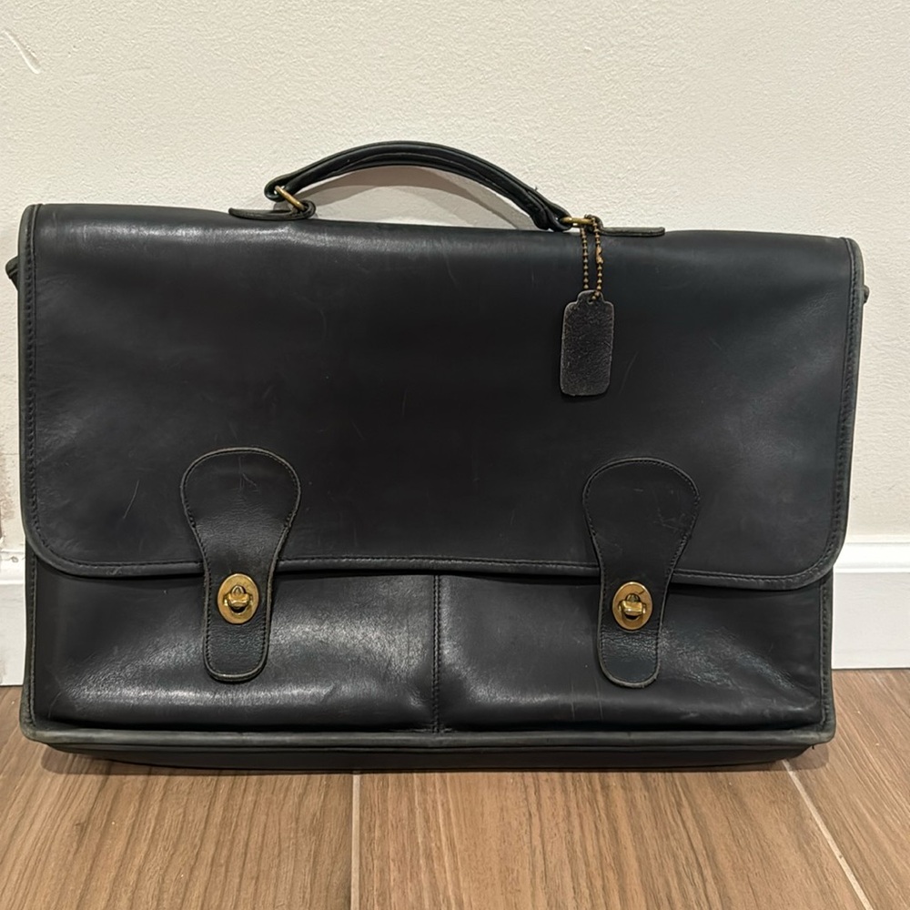 Coach Top Handle Black Leather Briefcase